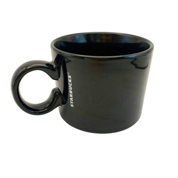 Starbucks Coffee Mugs Pair of Glossy Black & White 12 Oz 2017 - Picture 3 of 8